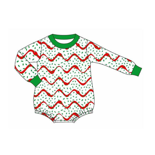 preorder LR2683 Christmas green sprinkles red long sleeve boys romper