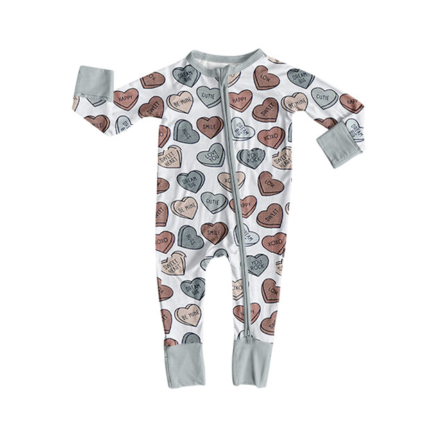 preorder LR2722 Valentine's Day heart LOVE YOU zipper long sleeve boys romper
