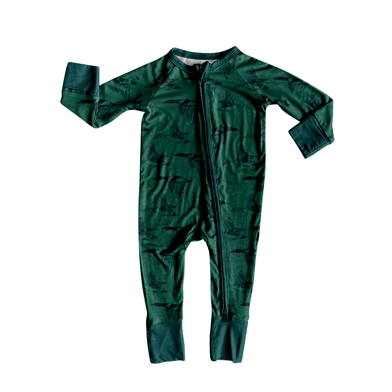 preorder LR2745 hunting mallard duck gree zipper long sleeve boys romper