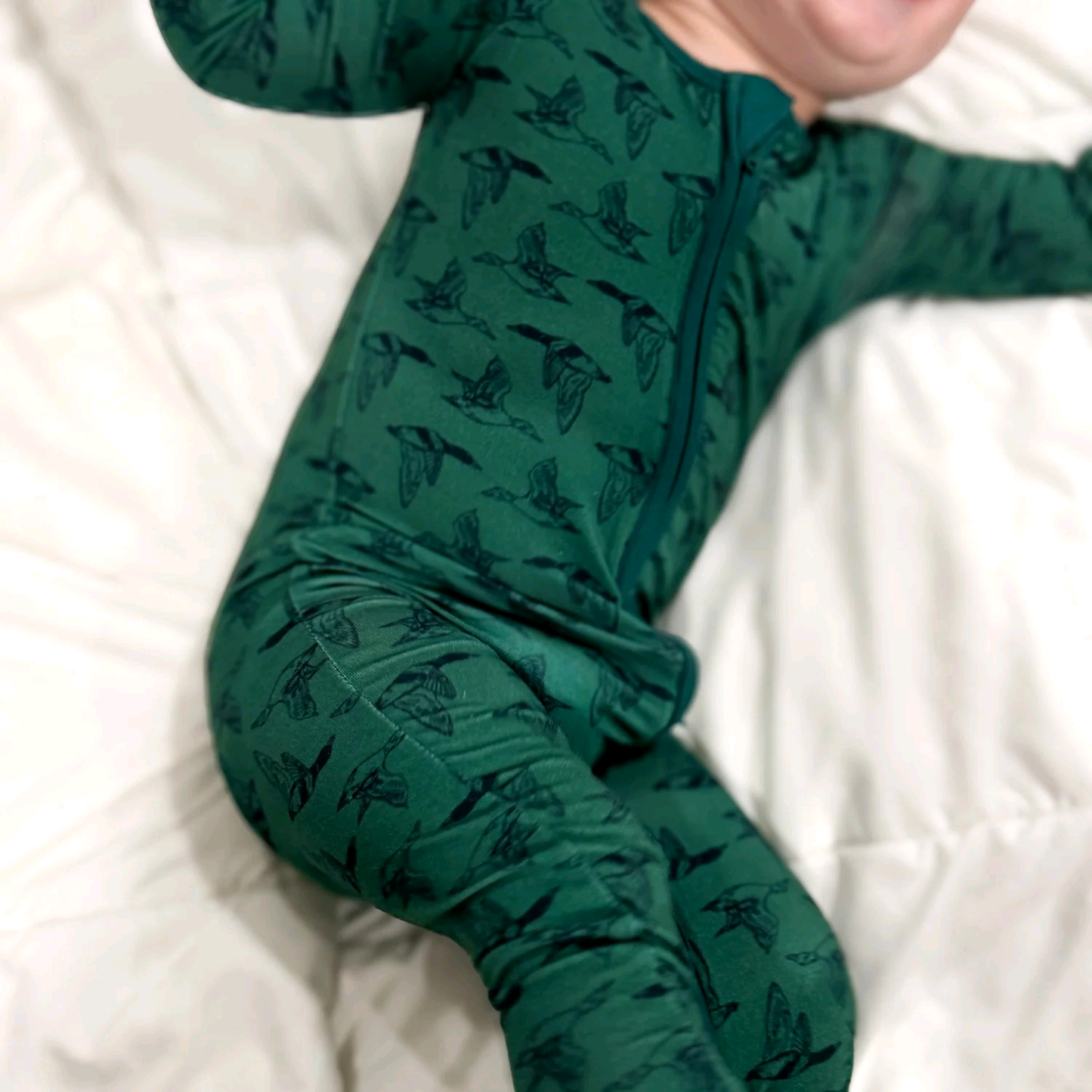preorder LR2745 hunting mallard duck gree zipper long sleeve boys romper