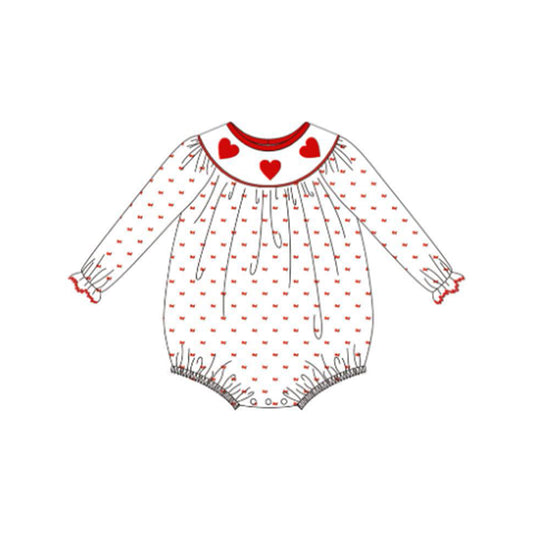 preorder LR2810 Valentine's Day red heart dot long sleeve girls romper