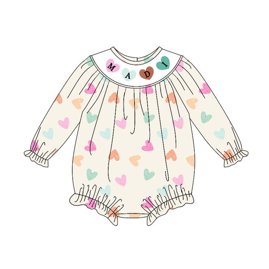 preorder LR2841 Valentine's  Day MADI mama and mini heart long sleeve girls romper