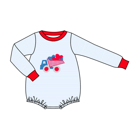 preorder LR2847 Valentine's Day heart truck long sleeve boys romper
