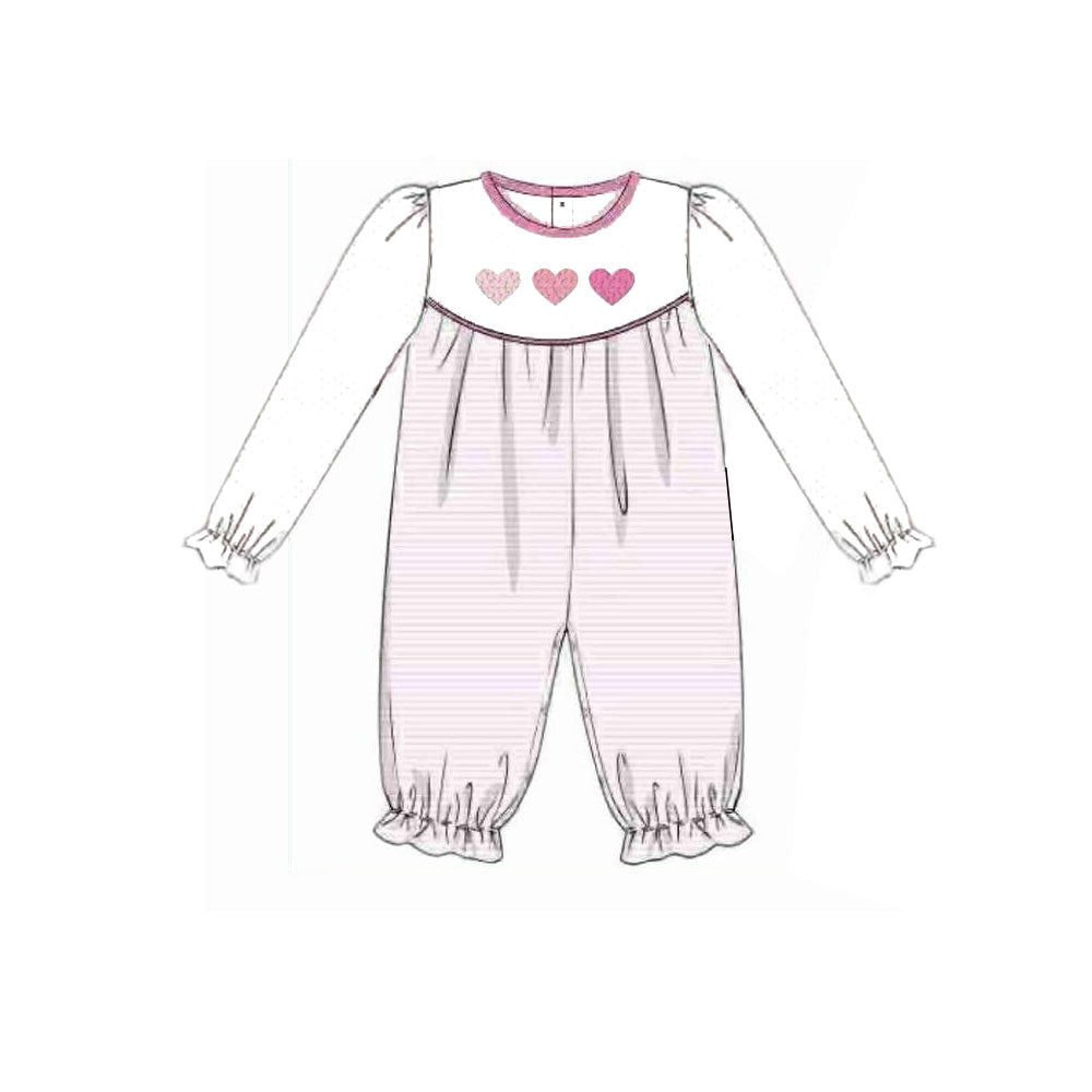 preorder LR2848 Valentine's Day heart long sleeve girls romper