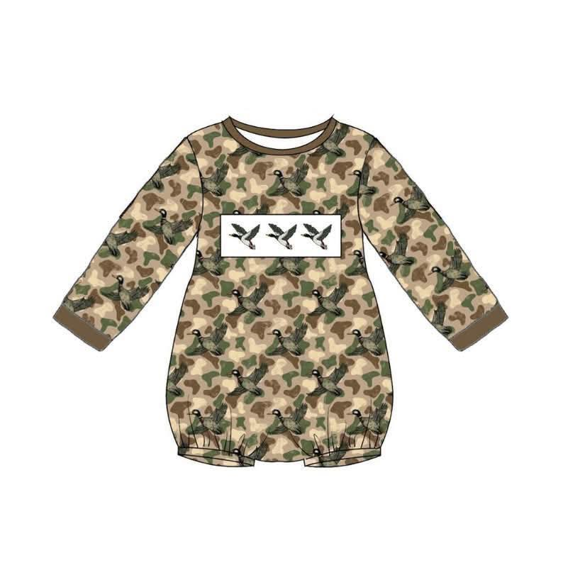 preorder LR2895 Hunting Mallard Duck Camo Long Sleeve Boys Romper