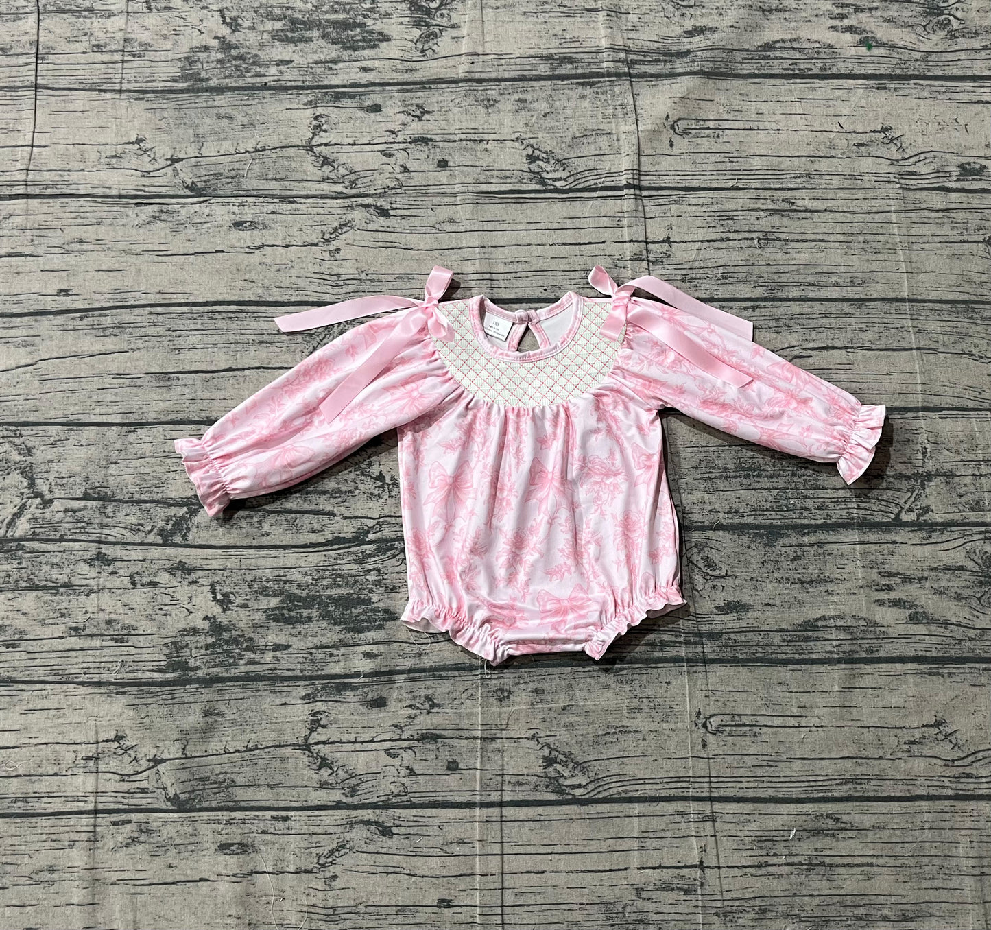 preorder Samples LR2932 Pink Flowers Long Sleeve Girls Romper