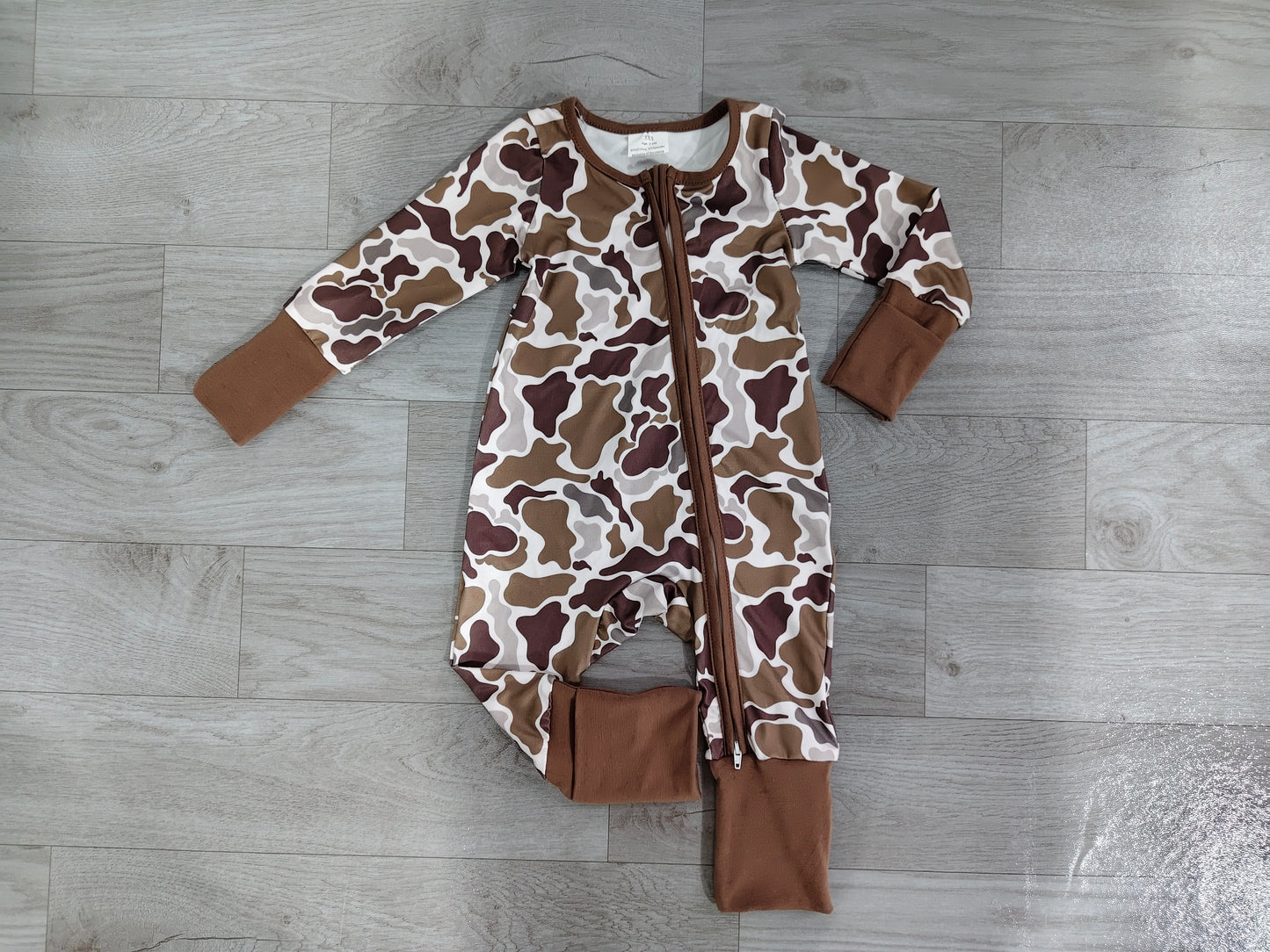 preorder Samples LR2948 Hunting Camo Zipper Long Sleeve Boys Romper
