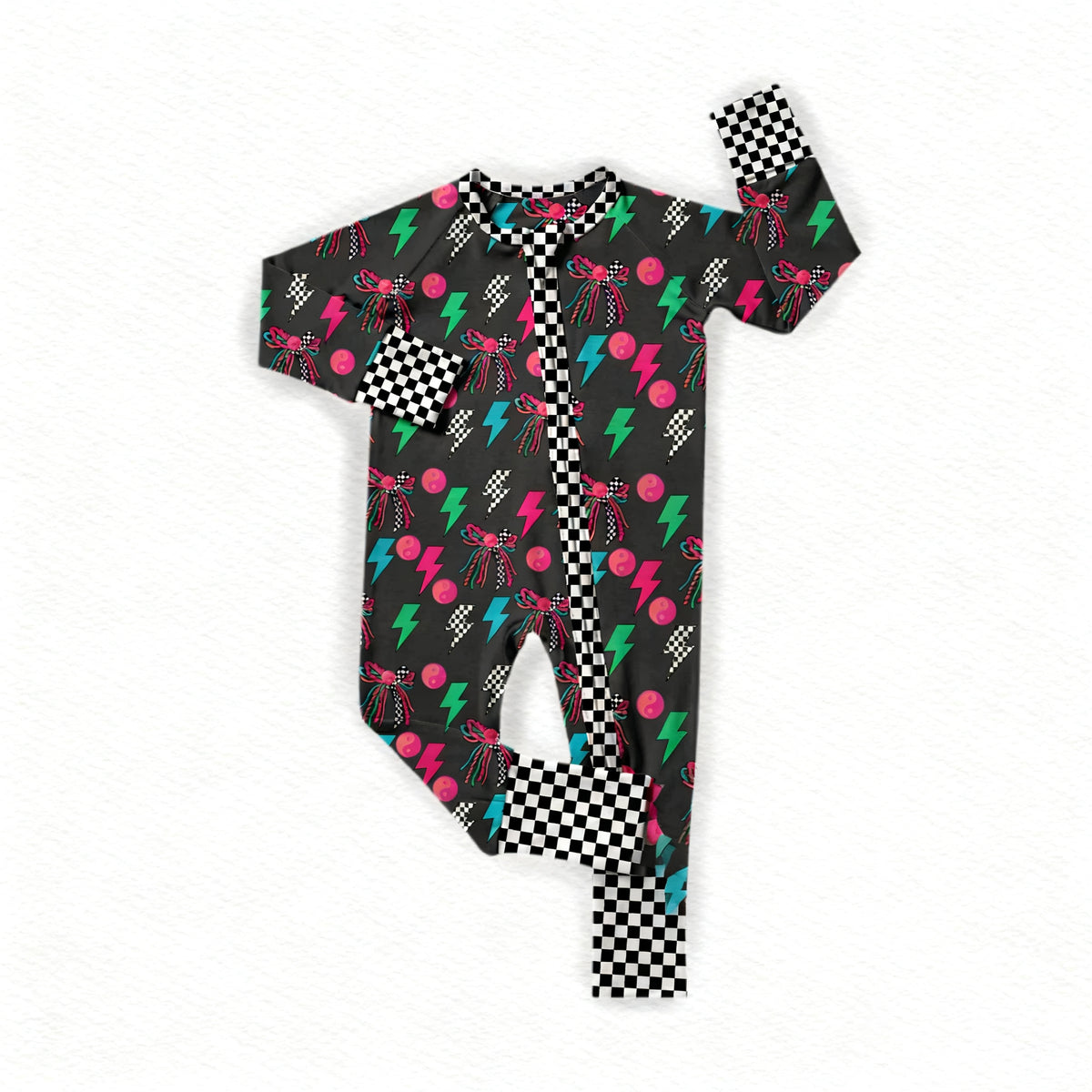 preorder LR2961 Happy New Year Light Flash Zipper Long Sleeve Boys Romper