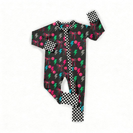 preorder LR2961 Happy New Year Light Flash Zipper Long Sleeve Boys Romper