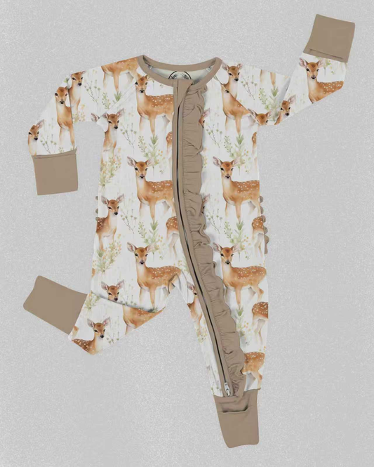 preorder LR2988 Hunting Deer Zipper Long Sleeve Boys Romper