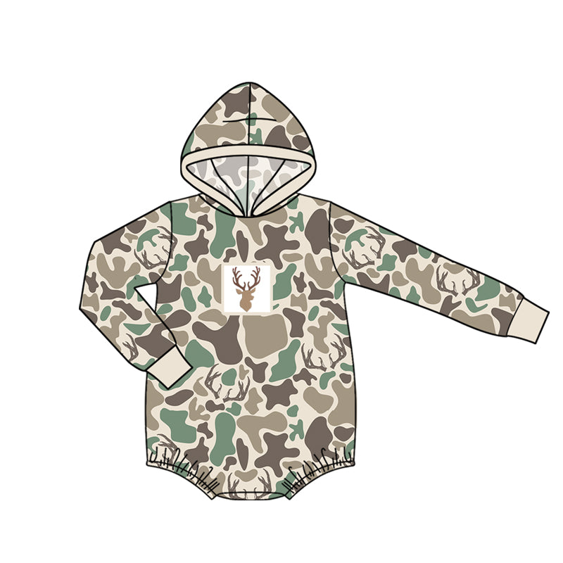 preorder LR2997 Hunting Deer Camo Hoodie Long Sleeve Boys Romper