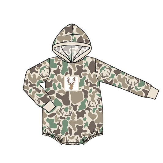 preorder LR2997 Hunting Deer Camo Hoodie Long Sleeve Boys Romper