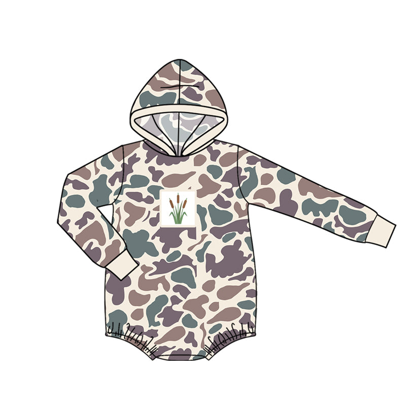 preorder LR2998 Hunting Reed Camo Hoodie Long Sleeve Boys Romper