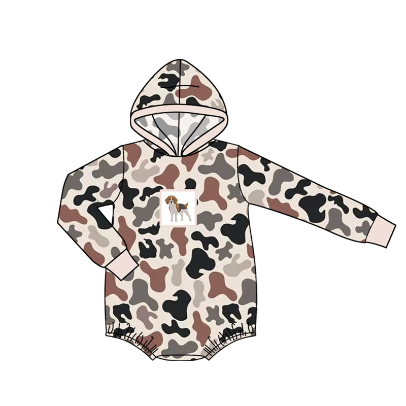 preorder LR2999 Hunting Dog Camo Hoodie Long Sleeve Boys Romper