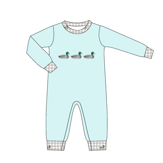 preorder LR3005 Hunting Mallard Duck Long Sleeve Boys Romper