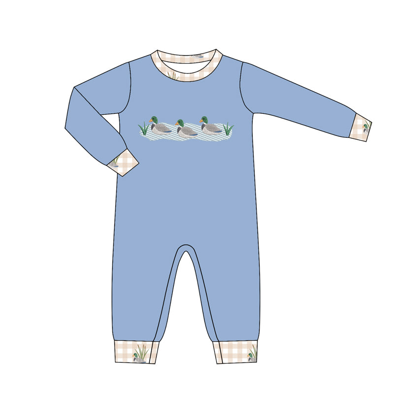 preorder LR3007 Hunting Mallard Duck Long Sleeve Boys Romper