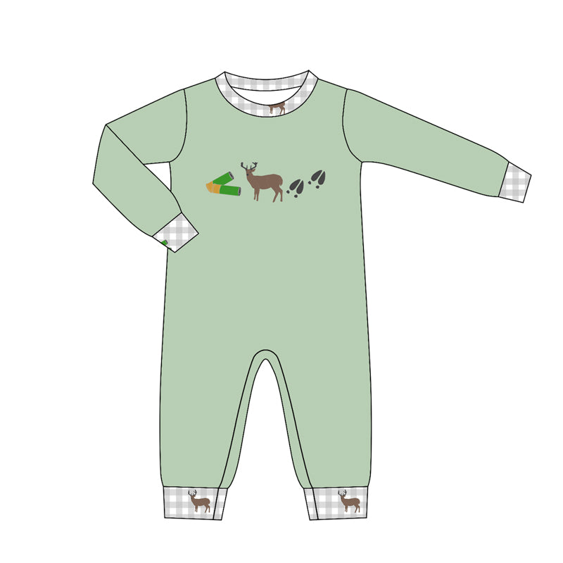 preorder LR3008 Hunting Deer Long Sleeve Boys Romper