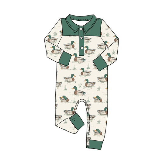 preorder LR3010 Hunting Mallard Duck Long Sleeve Boys Romper