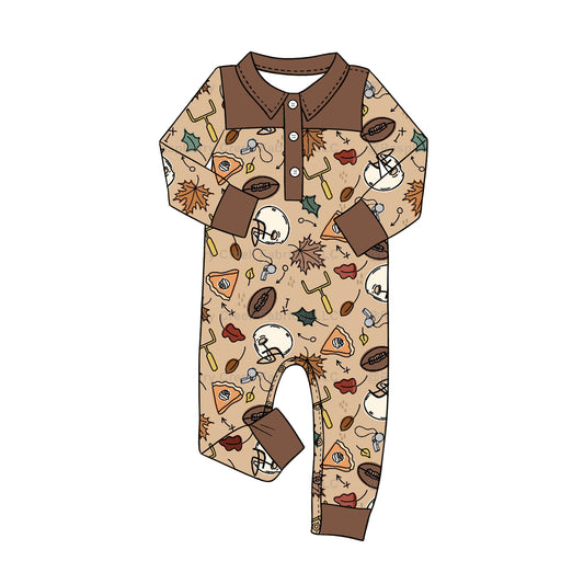 preorder LR3011 Item Pie Brown Long Sleeve Boys Romper