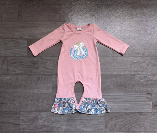 preorder Samples LR3021 Autumn Pumpkin Pink Long Sleeve Girls Romper