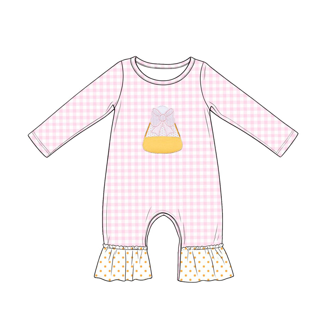 preorder LR3022 Corn Candy Pink Long Sleeve Girls Romper