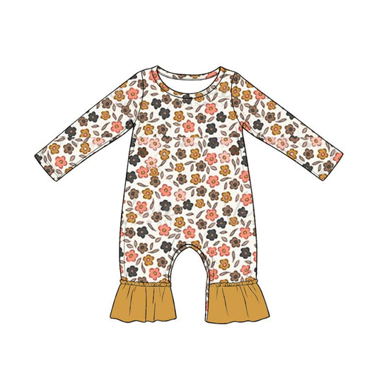 preorder LR3024 Flowers Long Sleeve Girls Romper