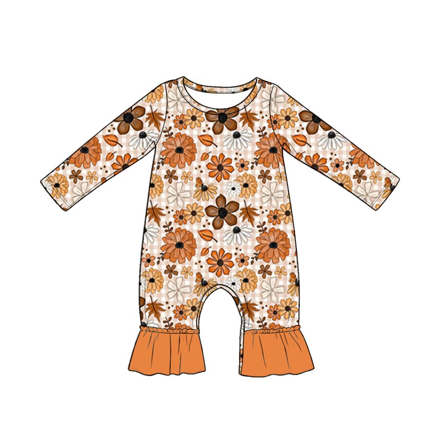 preorder LR3025 Flowers Long Sleeve Girls Romper
