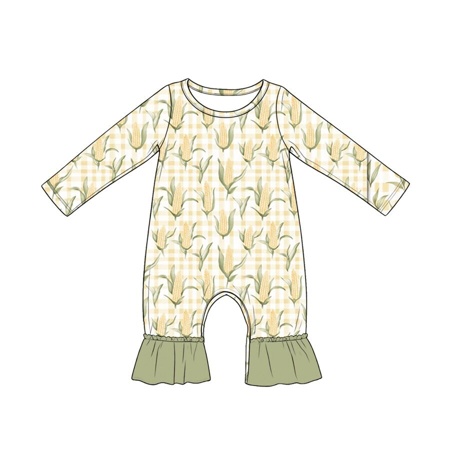 preorder LR3026 Corn Long Sleeve Girls Romper