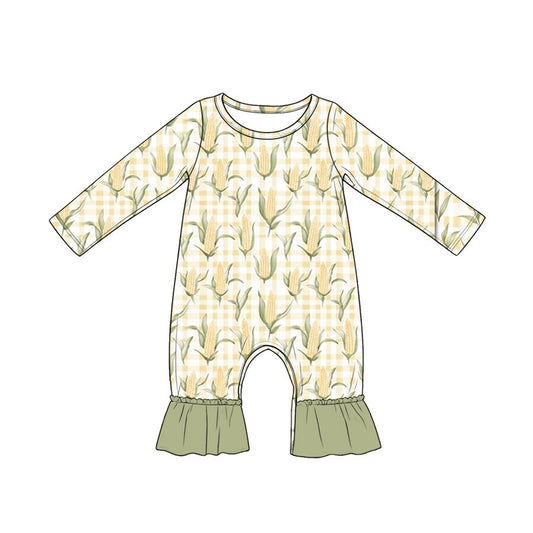 preorder LR3026 Corn Long Sleeve Girls Romper