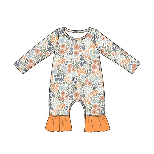 preorder LR3027 Flowers Long Sleeve Girls Romper