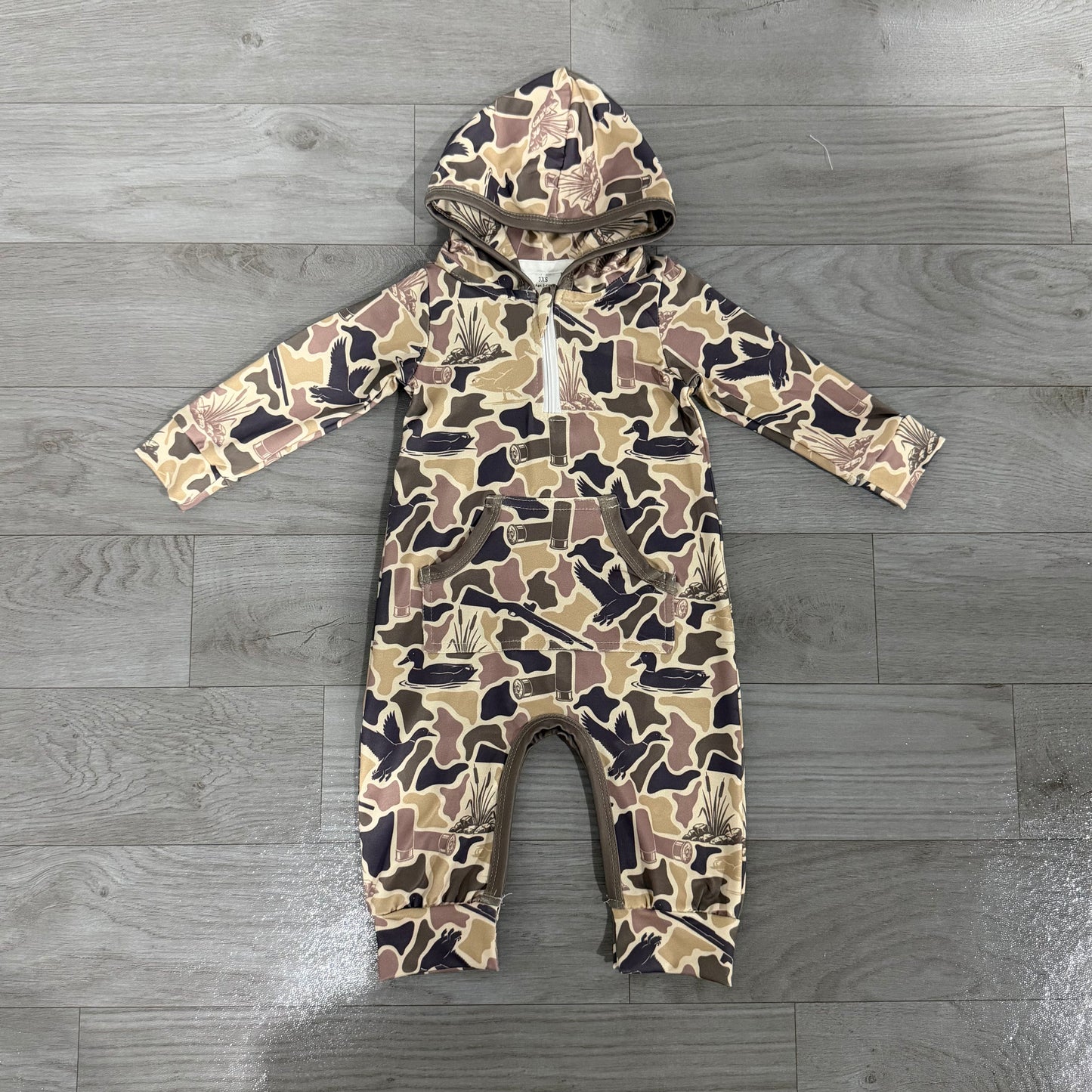 preorder Samples LR3029 Hunting Camo Mallard Hoodie Long Sleeve Boys Romper