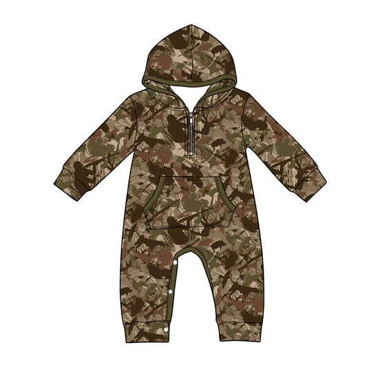 preorder LR3031 Hunting Camo Deer Hoodie Long Sleeve Boys Romper