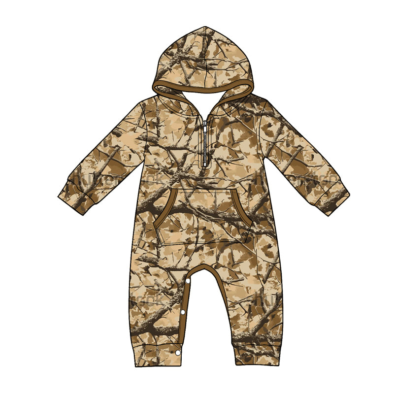 preorder LR3033 Hunting Camo Hoodie Long Sleeve Boys Romper