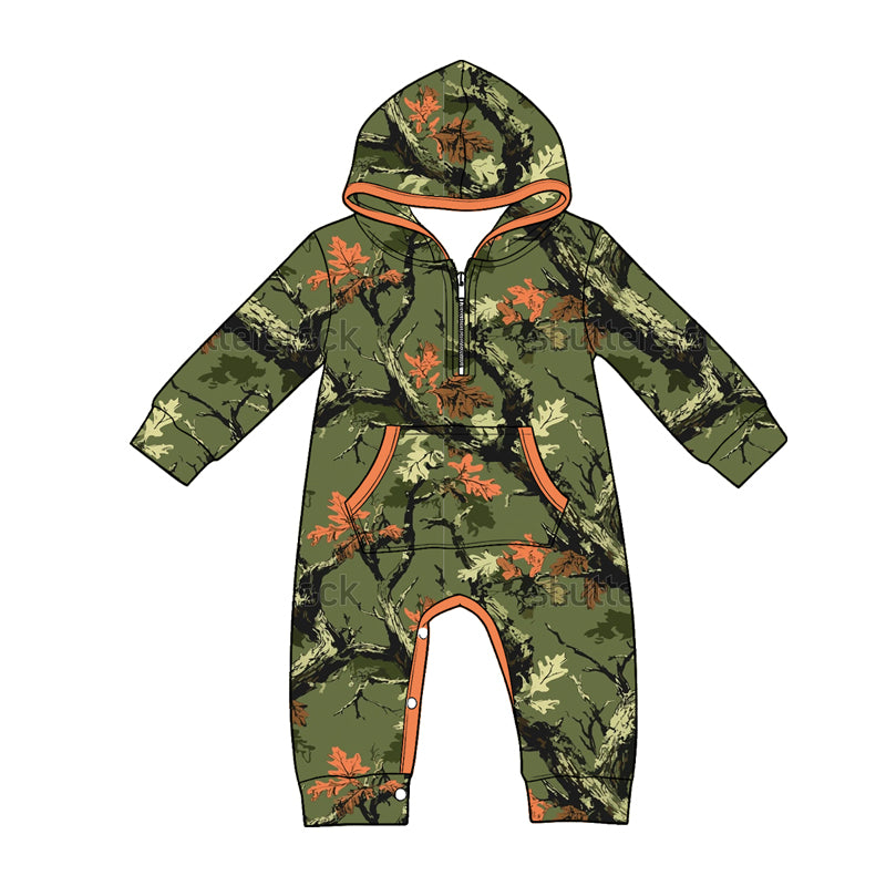 preorder LR3034 Hunting Camo Hoodie Long Sleeve Boys Romper