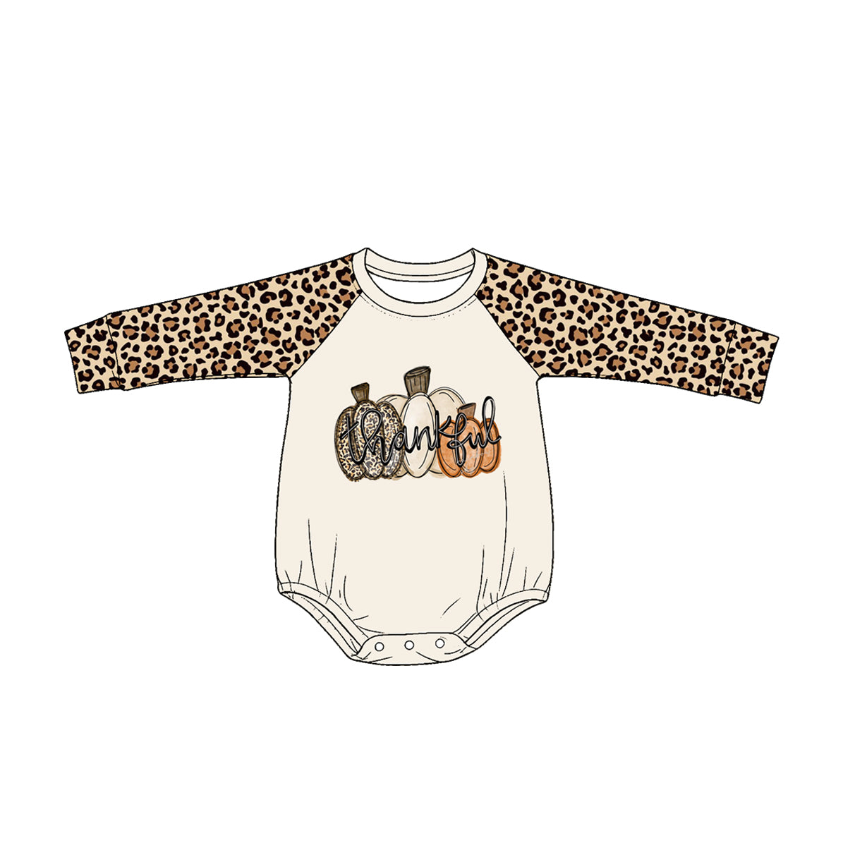 preorder LR3041 Thankful Pumpkin Long Sleeve Girls Romper