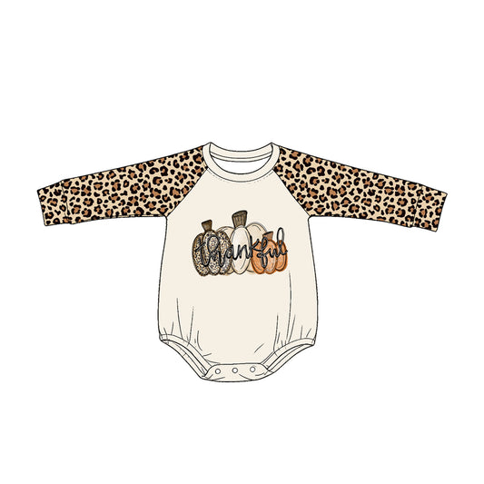preorder LR3041 Thankful Pumpkin Long Sleeve Girls Romper