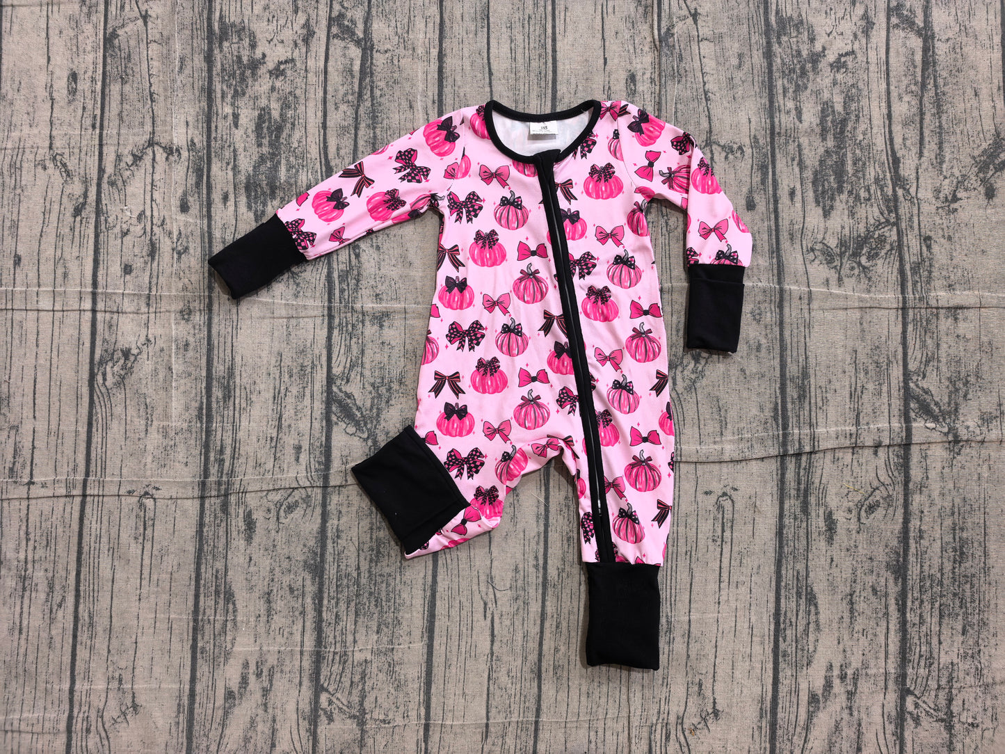preorder Samples LR3069 Pumpkin Hot Pink Zipper Long Sleeve Girls Romper