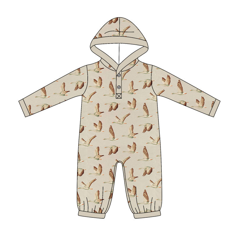 preorder LR3072 Hunting Mallard Hoodie Long Sleeve Boys Romper