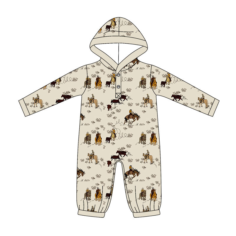 preorder LR3074 Western Rodeo Hoodie Long Sleeve Boys Romper