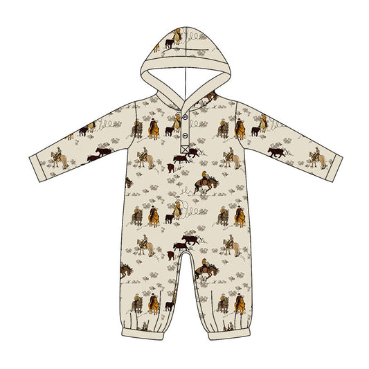 preorder LR3074 Western Rodeo Hoodie Long Sleeve Boys Romper