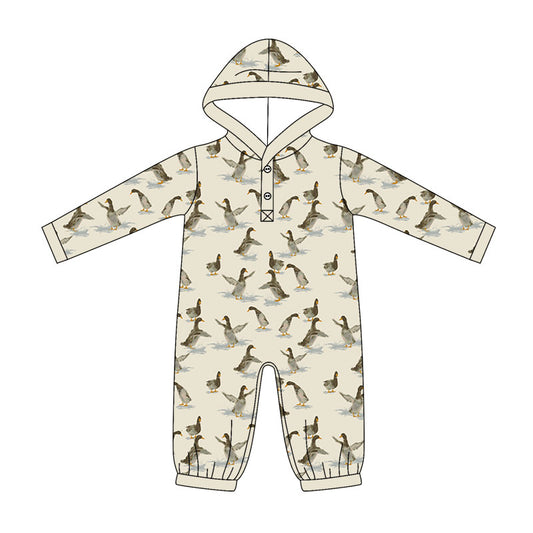 preorder LR3075 Hunting Mallard Hoodie Long Sleeve Boys Romper