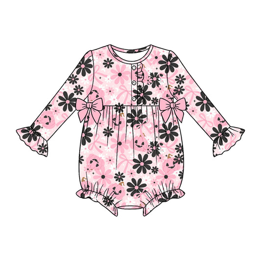 preorder LR3084 Halloween Pumpkin Long Sleeve Girls Romper