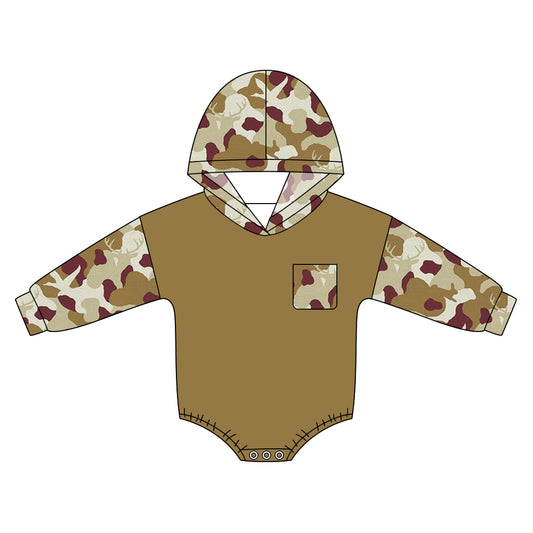 preorder LR3086 Camo Hoodie Long Sleeve Boys Romper