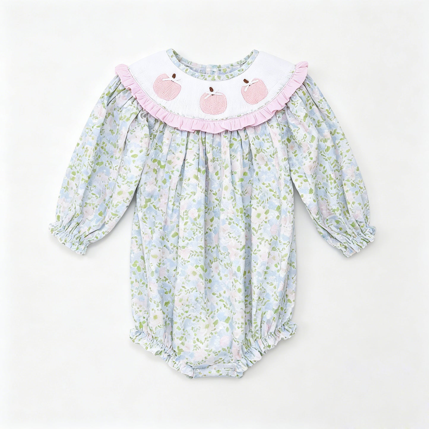 preorder LR3100 Thanksgiving Pumpkin Flowers Long Sleeve Girls Romper