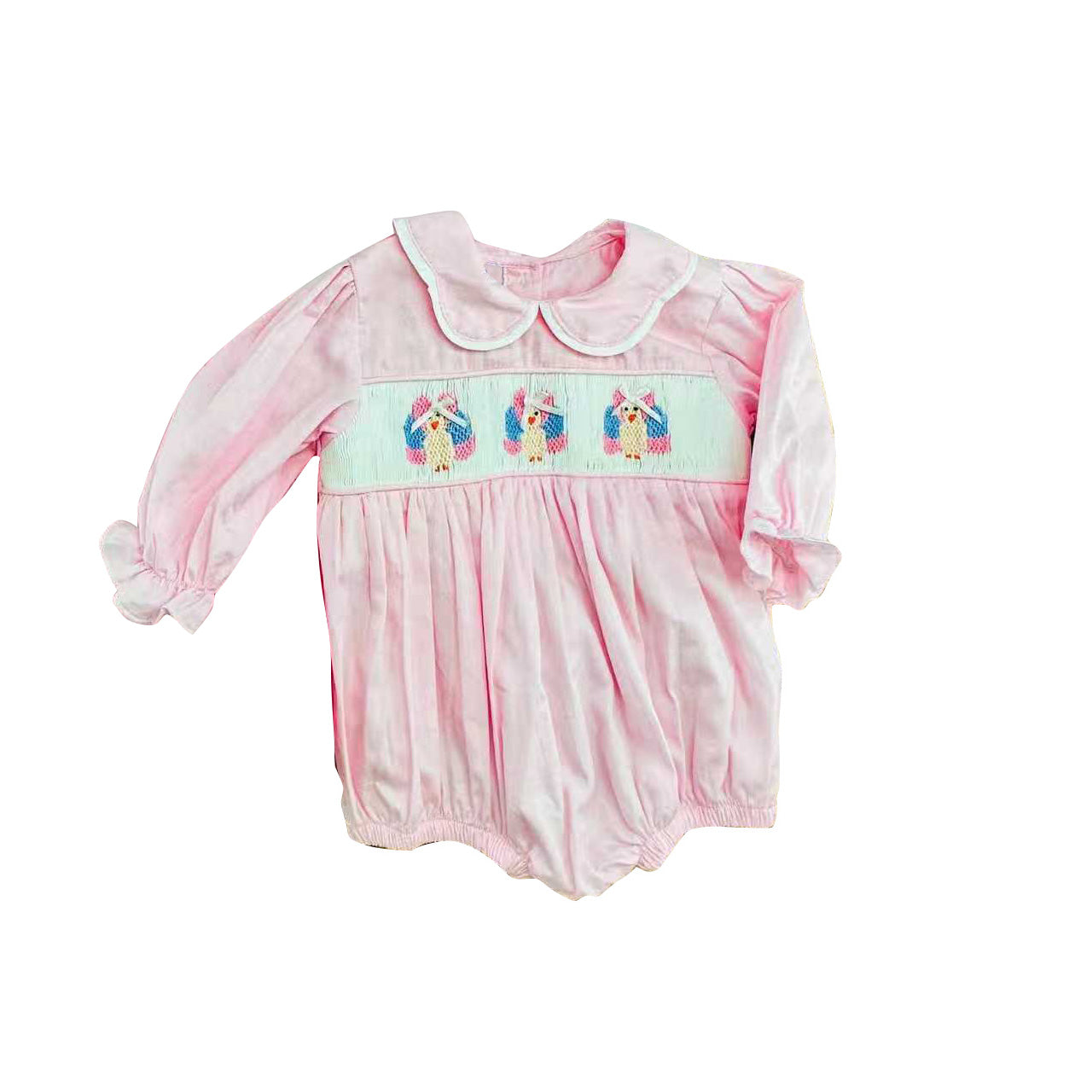 preorder LR3102 Thanksgiving Turkey Pink Long Sleeve Girls Romper