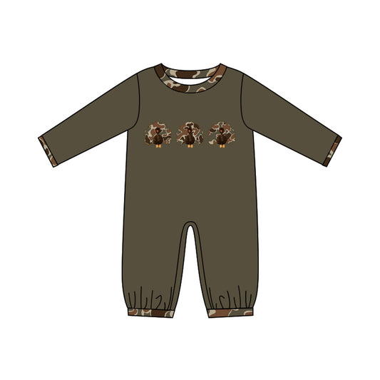 preorder LR3108 Thanksgiving Turkey Camo Long Sleeve Boys Romper