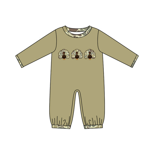preorder LR3109 Thanksgiving Turkey Camo Long Sleeve Boys Romper