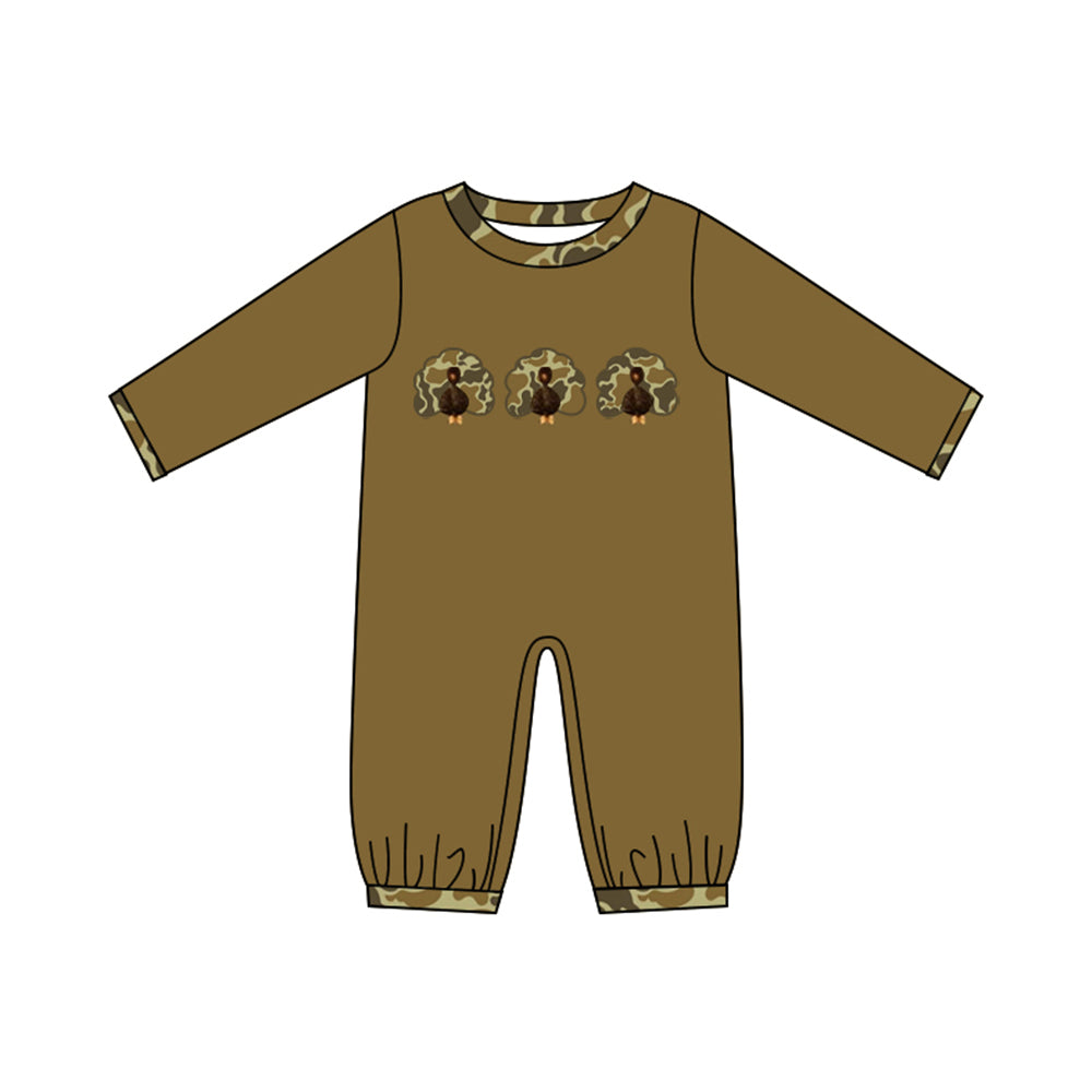 preorder LR3110 Thanksgiving Turkey Camo Long Sleeve Boys Romper