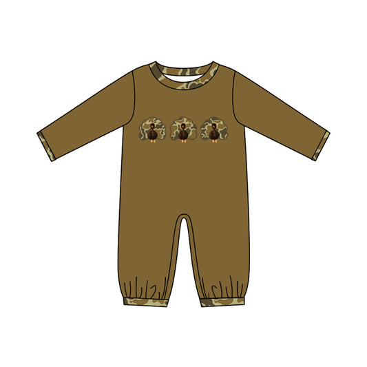 preorder LR3110 Thanksgiving Turkey Camo Long Sleeve Boys Romper