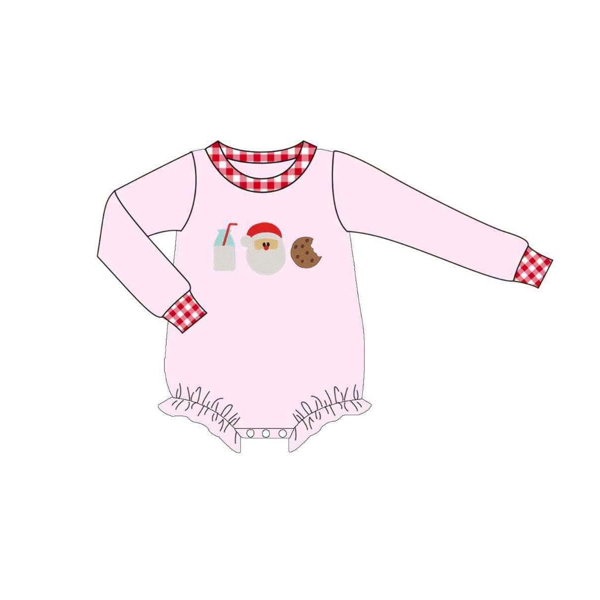 preorder LR3128 Christmas Santa Pink Long Sleeve Girls Romper